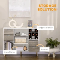 HOMCOM Buffet Sideboard, Kitchen Storage Cabinet, Bar Cabient with Removable Wine Rack, Drawers and Open Compartments, Grey(m-4)