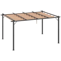 Outsunny Pergola Rétractable en polyester Marron Clair 4 x 3 x 2,65 m(m-10)