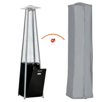 Outsunny 11.2KW Outdoor Patio Gas Heater Freestanding Pyramid Propane Heater Garden Tower Heater with Wheels, Dust Cover, Regulator and Hose, Black, 50 x 50 x 225cm(m-11)