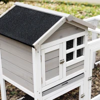 PawHut 2 in 1 Rabbit Hutch Outdoor Guinea Pig Hutch Bunny Run Double Main House with Run, No-Leak Tray 259 x 64 x 92cm, Grey(m-10)