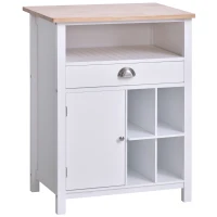 HOMCOM Küchenschrank, Weinschrank, Beistellschrank mit Schublade und Weinregal, Kommode, Sideboard für Küche, Wohnzimmer, Badezimmerschrank, Weiß, 70 x 45 x 88 cm(m-1)
