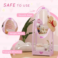 AIYAPLAY Kids Full Length Mirror, 360° Rotating Children Standing Mirror with Storage Shelf, Pink(m-5)