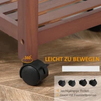 HOMCOM Küchenwagen, Servierwagen mit Weinregal, Rollwagen mit Arbeitsplatte, Korb, Handtuchhalter, Küchentrolley, Bestelltisch aus Kiefernholz, Natur 85 x 37 x 85cm(m-5)