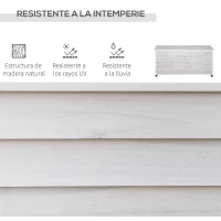 Outsunny Baúl de Almacenaje Exterior 284L Arcón de Jardín de Madera Impermeable con Tapa Abrible y Diseño Persiana 127x56x60 cm Blanco(m-4)