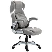 Vinsetto Linen-Look Office Chair, with Adjustable Height and Tension - Grey(m-11)