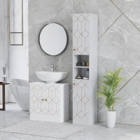 HOMCOM Tall Bathroom Storage Cabinet with Doors, Slim Bathroom Storage Unit with Adjustable Shelves, Freestanding Bathroom Storage Unit, White(m-2)