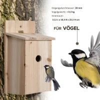 Outsunny Nistkasten 2er-Set für kleine Vögel 15 cm × 14 cm × 30 cm Tannenholz Natur(m-4)
