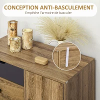 HOMCOM Meuble de rangement commode buffet 4 tiroirs 1 placard - pieds épingles à cheveux style bohème 79 x 39 x 86 cm marron(m-6)