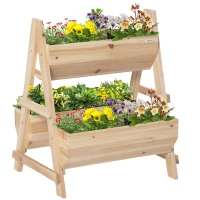 Outsunny 68cm x 57.5cm x 80.5cm 51L Wood Raised Garden Bed, Outdoor Planter Box with Stand, Nonwoven Fabric for Vegetables, Herbs, Flowers, Natural(m-1)