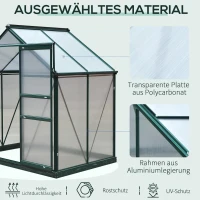 Outsunny Gewächshaus mit Dachfenster Aluminium Treibhaus 190 cm x 132 cm x 201 cm Grün + Transparent(m-5)
