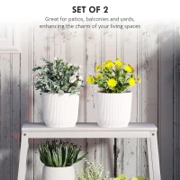 Outsunny Set of Two Ф22cm Planters - White(m-4)