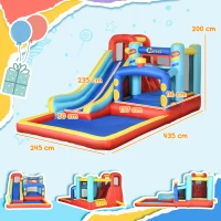Outsunny Castillo Inflable de 3-8 Años con Soplador Tobogán Trampolín Piscina Bolsa de Transporte 435x245x200 cm Multicolor(m-3)