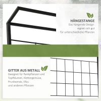 Outsunny Blumentreppe aus Metall 3 Stufen Pflanzenständer Pflanzentreppe Leiterregal Blumenständer innen draußen Schwarz 60 x 53,5 x 159,5 cm(m-4)