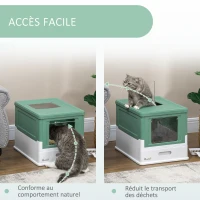 PawHut Lot de 2 maisons de toilette pour chat pliable double porte battante et supérieure pelle fourni 47,5 x 35,5 x 36,7 cm(m-5)