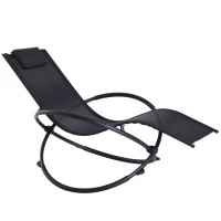 Outsunny Tumbona Mecedora de Jardín Plegable con Reposacabezas Extraíble Sillón Tumbona Ergonómica de Exterior Tela de Texteline para Patios Piscina al Aire Libre 154x80x84 cm Negro(m-1)