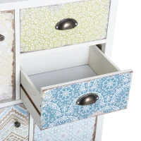 Commode style néo-rétro graphique 3 placards porte + 2 tiroirs blanc(m-5)