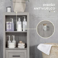 kleankin Armario Auxiliar de Baño con 1 Cajón y 2 Estantes Mueble Auxiliar de Baño Estilo Moderno 40x30x89 cm Gris(m-5)