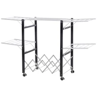 HOMCOM Séchoir à linge étendoir à vêtements pliable réglable avec 4 roulettes - grand capacité - 157,5 x 54 x 101 cm(m-10)
