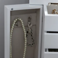 HOMCOM Schmuckschrank, Schmuckästchen, 5 Schubladen, 1 Fach, Weiß +(m-8)