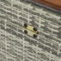 Outsunny Cassapanca da Esterno in Rattan Design 2 in 1, Baule da Esterno con Seduta in Legno, 121x50x50cm, Grigio(m-8)