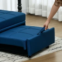 HOMCOM 3-in-1 Klappsessel mit Seitentasche, Gästebett mit Kissen, Verstellbarer Rückenlehne, Bettsessel mit Rollen, Blau(m-8)