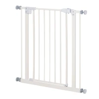 PawHut Pressure Fit Safety Gate, Adjustable Dog Gate, Pet Barrier for for Doorways, Staircases and Hallways with Auto Close, Double Locking, Opening 74-80cm, White(m-11)