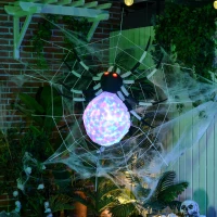 HOMCOM 5FT Long Halloween Inflatable Spider, Hanging Giant Spider with Colourful LED Light, Blow-Up Outdoor LED Garden Display for Lawn, Party(m-10)