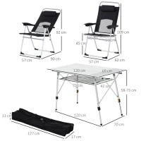 Outsunny 3 Piece Folding Camping Table and Chairs Set, Backpacking Chairs with Portable Table(m-3)