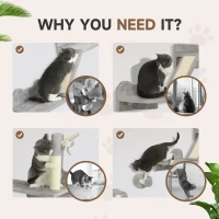 PawHut 3-Piece Cat Wall Furniture with Scratching Posts, Scratching Pads, Perches, Cat Wands, Toy Balls, Light Grey(m-6)