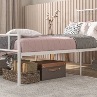 HOMCOM Single Bed Frame, Metal Bed Base with Headboard and Footboard, Metal Slat Support and 31cm Underbed Storage Space(m-9)