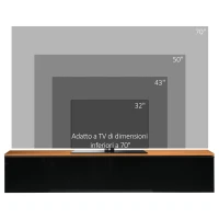 HOMCOM Mobile TV con Design Lucido a Parete e Credenze Chiuse, in Truciolato, 160x35x30 cm, Marrone e Nero(m-6)