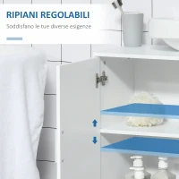 kleankin Mobile Sotto Lavabo Bagno a U con 2 Ante e Ripiano Interno Regolabile, 60x30x60cm(m-6)