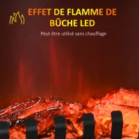 HOMCOM Cheminée électrique sur pieds effet poêle à bois avec LED thermostat 1000/2000W anti surchauffe - noir(m-7)