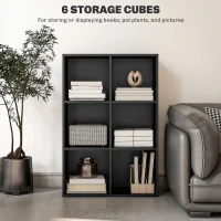 HOMCOM Six-Cube Bookcase - Black Wood Effect(m-5)