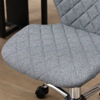 Vinsetto Armless Office Chair Adjustable Computer Chair Swivel Chair with Rolling Wheels and Linen Fabric Back Support for Home Office Students Study Grey(m-9)