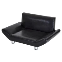 PawHut Pet Sofa Chair Dog Cat Kitten Couch Bed Luxury Furniture Faux Leather Seater Black(m-11)