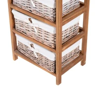HOMCOM Armario Auxiliar 5 Cajones Cajonera Madera Mimbre 40x29x90cm Estanteria Organizador NUEVO (Madera Natural)(m-7)