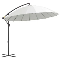 Outsunny Ombrellone Decentrato da Giardino 3x2.6 m a Braccio con Base a Croce, Bianco Crema(m-1)
