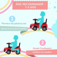 HOMCOM Porteur enfant véhicule à pousser, porteur bébé avec klaxon, compteurs factices et coffre à jouets, pour enfants de 12 à 36 mois, rouge(m-7)