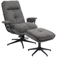 HOMCOM Relaxsessel mit Ottomane, Sessel mit Fußhocker, verstellbare Rückenlehne; Mikrofaser, Dunkelgrau(m-12)