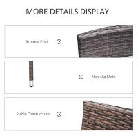 Outsunny 2 PC Outdoor Rattan Armchair Dining Chair Garden Patio Furniture w/ Armrests Cushions Mixed Brown(m-5)