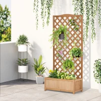 Outsunny Jardinière avec Treillis - bac à Fleurs - jardinière sur Pied - dim. 76L x 36l x 170H cm - Fond à Lattes - Bois Sapin pré-huilé naturel(m-2)