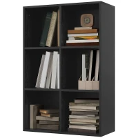 HOMCOM Six-Cube Bookcase - Black Wood Effect(m-11)