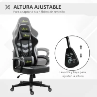 Vinsetto Silla Gamer Altura Regulable con Reposacabezas y Cojín Lumbar Carga 120 kg 61x70x121-129 cm Negro y Gris(m-4)