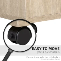 Vinsetto Mobile Porta Stampante, Mobile Ufficio, Mobiletto Basso, Mobile Multiuso con 4 Ruote, Rovere, 80x40x72cm(m-5)