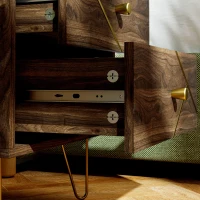 HOMCOM Bedside Tables Set of 2, Modern Side Table Set with 2 Drawers and Steel Hairpin Legs, Nightstand for Bedroom, Brown Wood Grain(m-8)