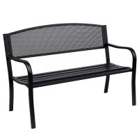 Outsunny Banc 3 Places de Jardin terrasse Style Contemporain 127L x 60l x 87H cm métal époxy anticorrosion Noir(m-10)
