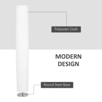 HOMCOM 160 CM Tall Cylindrical Modern Free Standing Floor Lamp for Bedroom, Study or Living Space with Polyester Fabric  Shade White(m-4)