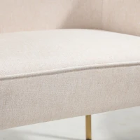 HOMCOM Accent Chair, Living Room Armchair, Vanity Chair with Gold Plating Metal Legs and Soft Padded Seat for Bedroom and Café, Set of 2, White(m-7)