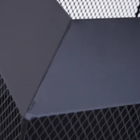 Outsunny Metal Square Fire Pit Outdoor Mesh Firepit Brazier w/ Lid, Log Grate, Poker for Backyard, Camping, Bonfire, Wood Burning Stove, 44 x 44 x 40cm, Black(m-8)